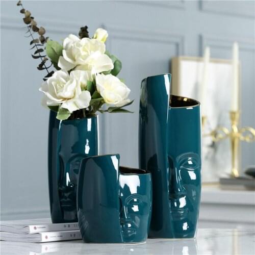 Light Luxury Creative Face Art Ceramic Vase Home Decoration Ornaments Hotel Club Flower Arrangement