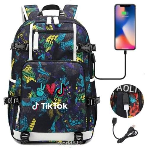Tik Tok Meliodas canvas travel bag School Bag usb charging shoulder bag Teenagers Backpack Laptop bag rucksacks