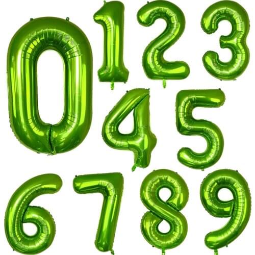 40 inch Green Number Foil Balloons 0 1 2 3 4 5 6 7 8 9 Helium Green Balloon Happy Birthday Party Wedding Decoration Supplies