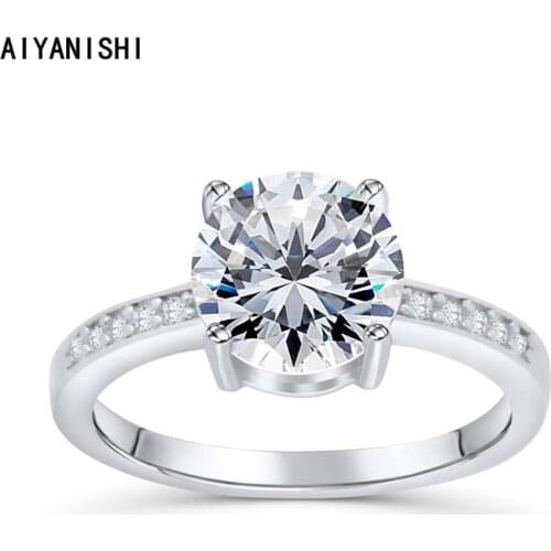 AIYANISHI High Quality 925 Sterling Silver Wedding Rings 1.5ct Round Cut Finger Rings for Women Silver Engagement Jewelry Gifts