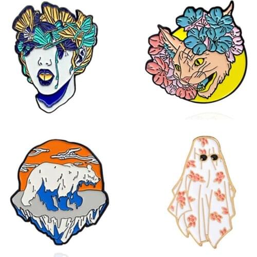 Lapel Pins Cute Enamel Badges Anime Brooches For Backpack Women Decorative Badges Metal Hijab Pins Vintage Brooches For Clothes