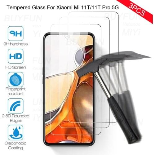 3pcs full cover safety protective glass For Xiaomi Mi 11T Xiomi Xaomi Xiomi Mi11T Pro 5G 6.67'' smartphone screen protector film