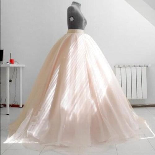 Womens Elegant Blush Wedding Skirt Pale Bridal Layered Tulle Skirt Wedding Gown Separate Ball Skirt Custom Skirts Made