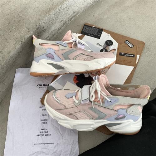 Women Chunky Sneakers Female Lace Up Platform Vulcanized Shoes Ladies Tenis Breathable Comfort Flat Woman Casual Walking Shoes