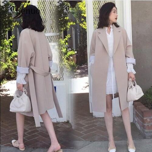 Fashion V Neck Slim Bandage Long Blazer For Women Solid Blue Long Sleeve Coat Dress Vacation 2020 Jacket Suits Autumn