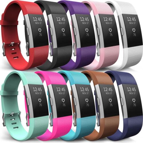 1pcs Silicone Band Soft Sport Smart Watch Strap Wrist Bracelet Wrist Replacement Sport Watch Band For Fitbit Charge 2 / 2 HR