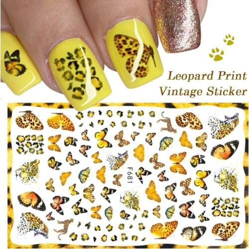 10PCS Color Butterfly Nail Art Sticker 3D Leaf Self-adhesive Nail Decoration Applique Flowers Nail Slider F679