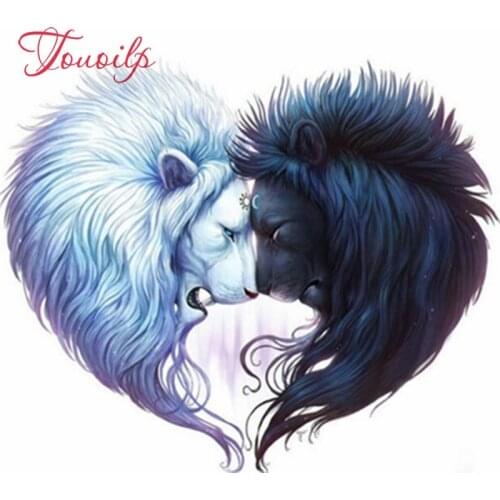 100% Full Square 5D Diy Daimond Painting Cross-stitch Moon&Sun Lions 3D Diamond Painting Round Rhinestones Paintings Embroidery