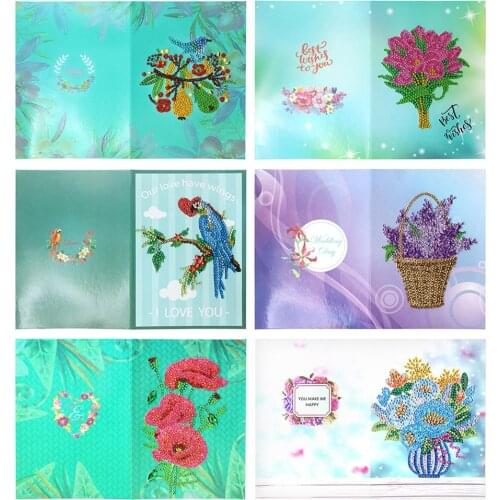 4/6/8Pcs 5D DIY Diamond Painting Greeting Card Santa Claus Christmas Postcards Diamond Embroidery Christmas Cards Xmas Gift