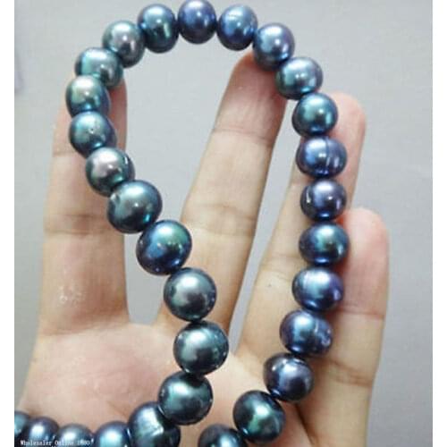 AAA+ GENUINE 8-9MM TAHITIAN BLACK PEARL NECKLACE 18inch
