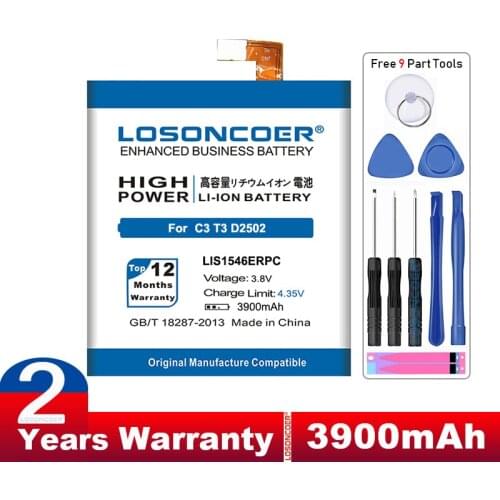 LOSONCOER 3900mAh LIS1546ERPC Battery for SONY C3 T3 S55T S55U D2502 D2533 M50W D5103 Gift tools +stickers in Battery