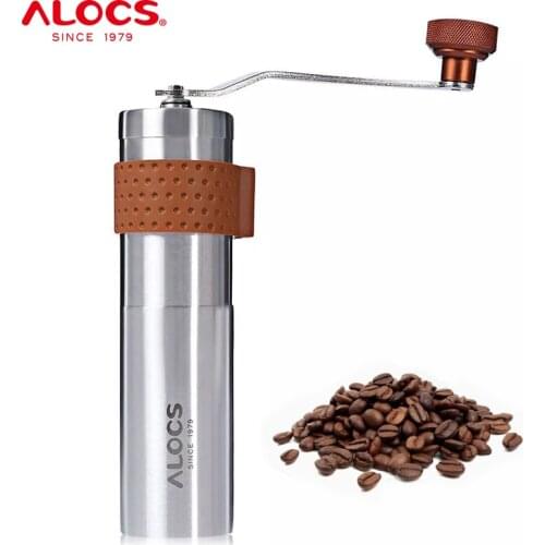 Alocs CW-K17 Portable Hand Crank Travel Manual Coffee Grinder Maker Conical Burr Mill With Adjustable Setting Outdoor Camping