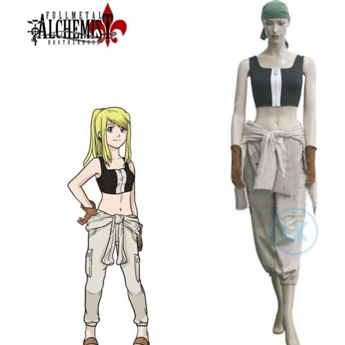 Anime Fullmetal Alchemist Cosplay Costume Winry Rockbell Outfit Cosplay Costume Halloween Cos For Women Men Custom size