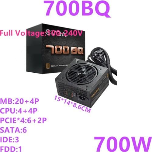 New Original PSU For EVGA Brand Half Modular RTX2080 RX5700XT Silent Host Power Supply Rated 700W Peak 800W Power Supply 700BQ