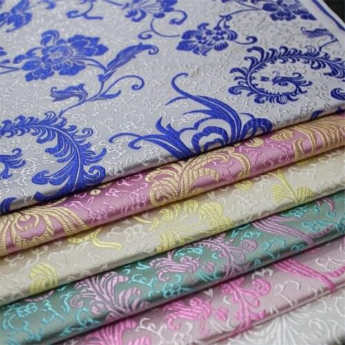 CF921 Blue/Pink/Yellow/Green/White Jacquard Brocade Fabrics Chinese Style Dress Clothes Home Textile Patchwork Fabric