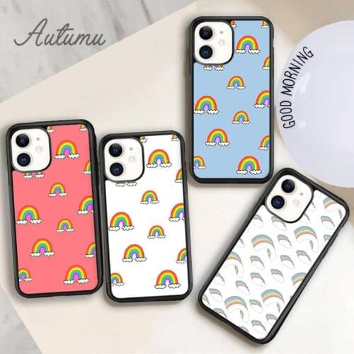 Rainbow Clouds Phone Case for iPhone 11 12 Pro Max mini X XR XS SE 2020 5 6S 7 8 Plus Samsung Galaxy S8 S9 S10 Cover shell