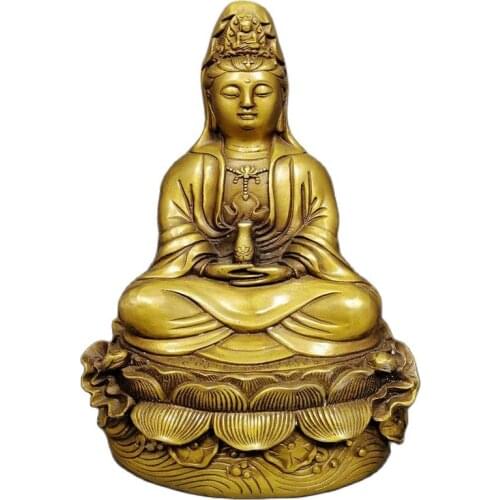 Pure copper Guanyin Bodhisattva, Buddha, ornament, home worship, GuanShiYin Niang, sending her son to pray for peace