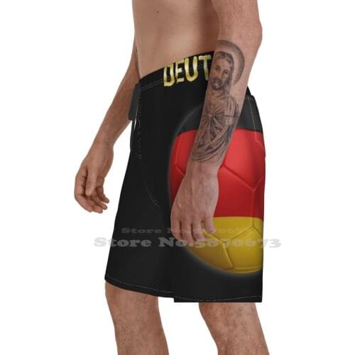 Deutschland - German Flag - Football Or Soccer Ball & Text 2 Summer Mens Casual Shorts Gym Training Germany German Deutschland