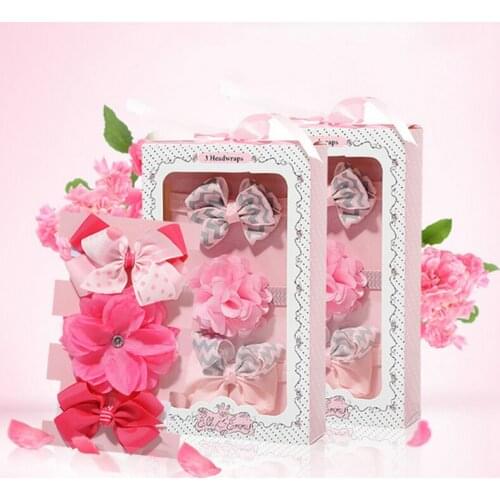F01 Baby Girls Toddler Newborn Flowers Print Floral Butterfly Bow Hairband Turban Knot Headband Hair Band Accessories 3pcs/set
