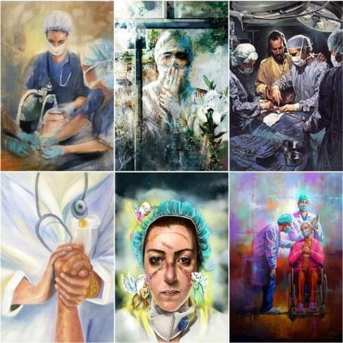 GATYZTORY Doctor Nurse Painting By Numbers For Adults Children 40x50cm Frame Draw On Canvas Figure Home Living Room Wall Arts