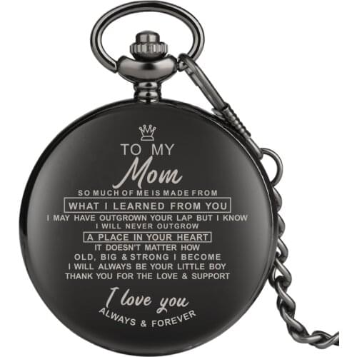 Pocket Watches Engraved Words To My Dad My Mum My Son Special Pocket Watch Necklace Pendant Clock Significant Gift Dropshipping