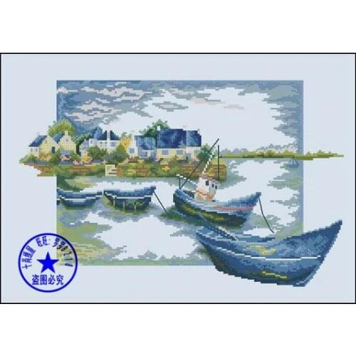 Top Quality popular hotselling counted cross stitch kit boat port dock lanarte 34764, fishing boat