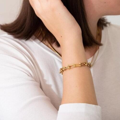 Cxwind Fashion Design U-shaped Link Chain Bracelet Bohemian Style Simple Wrist Geometric Bracelets Jewelry Ladies Party Gift