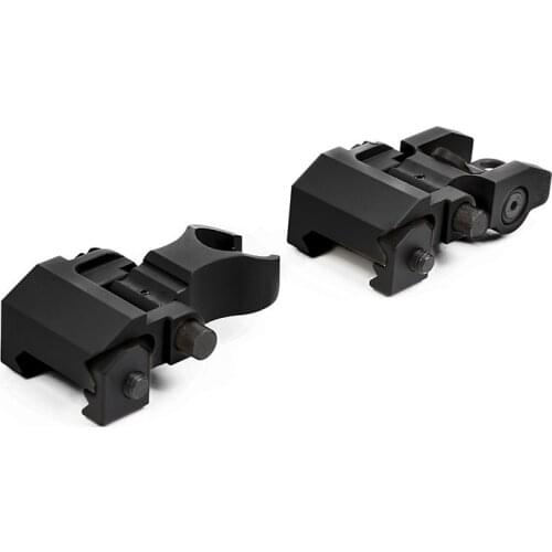 Tactical TROY Mini HK Folding Micro / Standard Front and Round Rear BattleSights Set M4 AR HK416 417 Flip-Up Backup Iron Sights