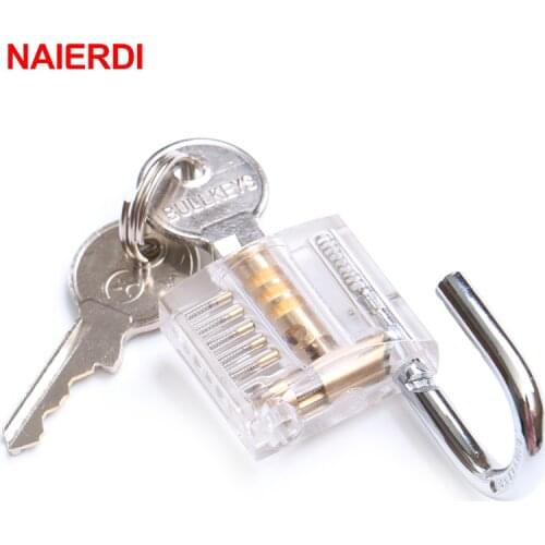 NAIERDI Transparent Locks Pick Visible Cutaway Mini Practice View Padlock Hasps Training Skill For Locksmith Furniture Hardware