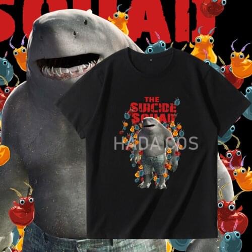 New Task Force X T Shirt Printed Short-sleeved Suicide T-shirt Squad King Shark Nanaue Pure Cotton Casual Cartoon Cute Fashion