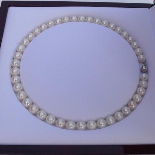 Limited treasure AAAAA 10-11mm circle very light natural pearl necklace for her mother gift 925Silver clasp