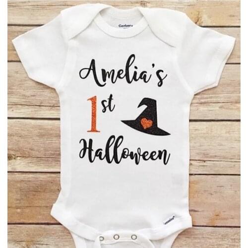 Personalize any name age My First Halloween outfit kids t shirts tops birthday gifts tees baby shower toddler outfit bodysuit