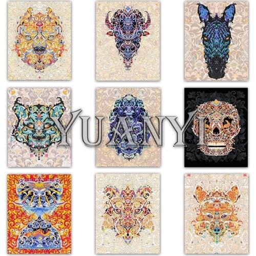 Full Square Diamond mosaic Cartoon animals 5D DIY Diamond painting Cross stitch Tiger Fox Cow Diamond painting for children