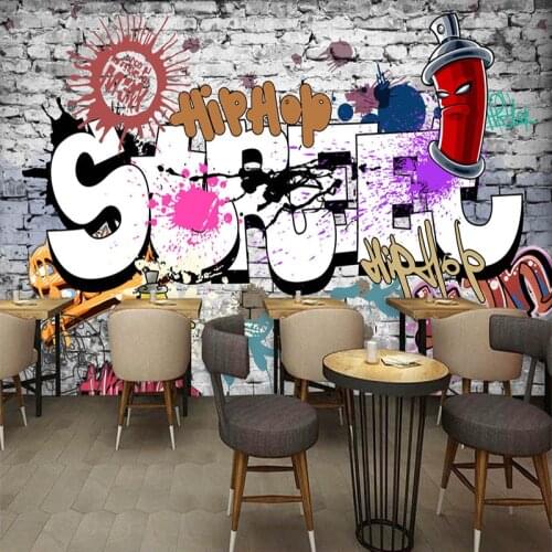Custom 3D Photo Wallpaper Waterproof Self-adhesive Sticker Street Graffiti Retro Living Room Restaurant Cafe Backdrop Wall Mural