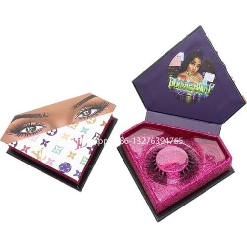 Diamond Eyelash Cases Mix Style 20mm Nature Long Mink Lashes Custom Lashbox Packaging With Logo Eyelashes Mink Lash Wholesale