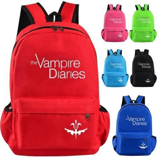 Teen rucksack for boys and girls school students 3D printing The Vampire Diaries women Backpack canvas Travel Daily Mochilas