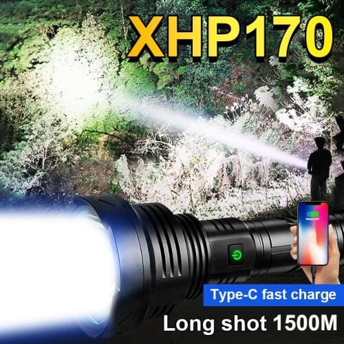 Super Powerful LED Flashlight Torch Light High Power Type-C Fast Rechargeable Flashlights Tactical Flash Light 26650 LED Lantern