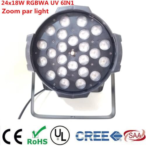24x18W Zoom 10-60 degree LED Par Light rgbwa uv 6in1 led par light dj dmx Controller lights Led Zoom Par Light
