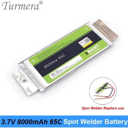 Turmera 3.7V 8000mAh 65C Spot Welder Lithium Battery High Drain 500A Discharging Current for 12V Uninterrupted Power Supply Use