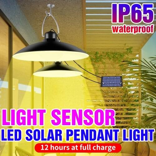 Outdoor Waterproof Double Head Solar Light LED Camping Lamp 15W 20W Emergency Lamp With Solar Panel Hanging For Garden courtyard