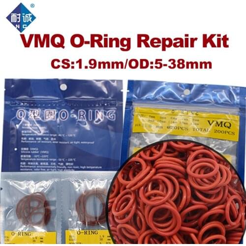 O-ring Seal Ring Red Silicone/VMQ thickness CS1.9mm multiple size repair kit combination Gasket Washer Silicon Rubber O ring