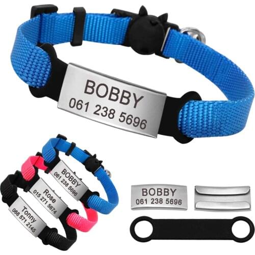 Engraved Quick Release Cat Collar with ID Tag Personalized Cat ID Collar Customized Accessories Adjustable For Small Cat Pet