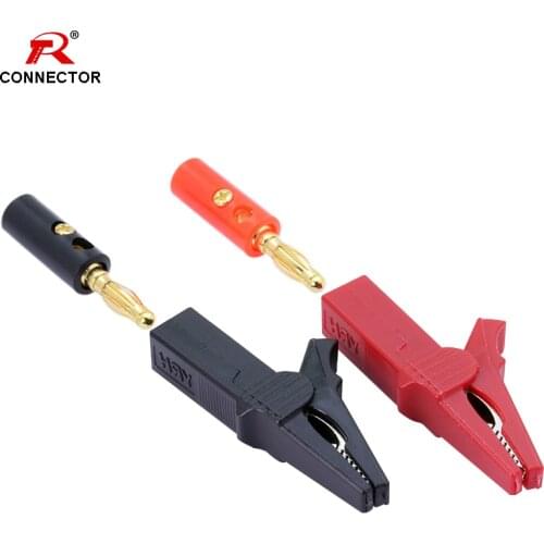 4pcs/1set 55MM/2.17" Alligator Clip, 12.7mm Open Mouth, Electrical Probe Crocodile Clamp Clips + 4mm Banana Plug