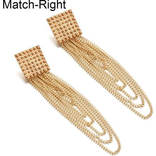 Match-Right Women Statement Long Tassel Gold/Silver/Color Earrings For Women Dangle Hanging Drop Earrings Pendant Jewelry LX069