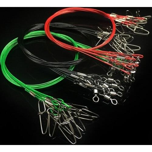 100pcs/lot Fishing Line Steel Wire Leader 50cm with Swivel Fishing Snap Accessories Olta Leadcore Leash Peche Tackle 3 Colors