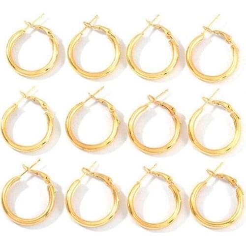 12Pcs/Set Fashion Women Metal C-shaped Earrings Classic Pop Circle Dangle Hoop Ear Studs Piercing For Girl Party Jewelry Gift