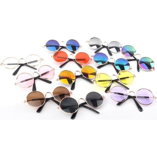 200pcs Pet Products Lovely Vintage Round Cat Sunglasses Reflection Eye glasses For Small Dog Cat Pet Photos Props Accessories