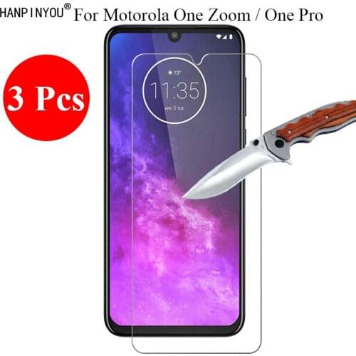 3 Pcs/Lot New 9H 2.5D Tempered Glass Screen Protector For Motorola One Zoom / One Pro 6.39" Protective Film Guard + Clean Tools