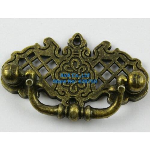 4 Pieces Antique Brass Jewelry Box Handle 67x38mm