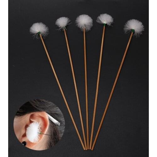 5Pcs Goose Feather Earpick Wax Remover Curette Adult Bamboo Handle Ear Dig Tools Spoon Cleaner Stick Health Care